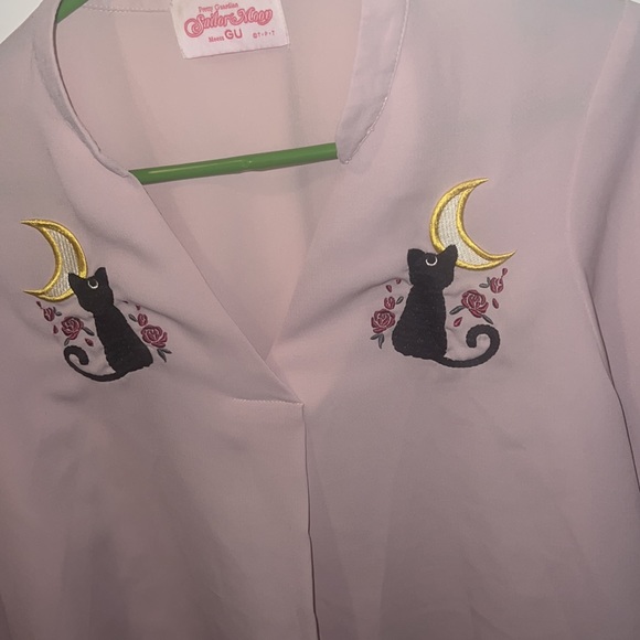 Rare GU Collaboration Embroidery Blouse Women's S Size (Japanese Size) Pink - Picture 6 of 16
